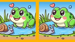Hlavolam: Nájdete 3 rozdiely na obrázku so žabou a slimákom za 17 sekúnd?
